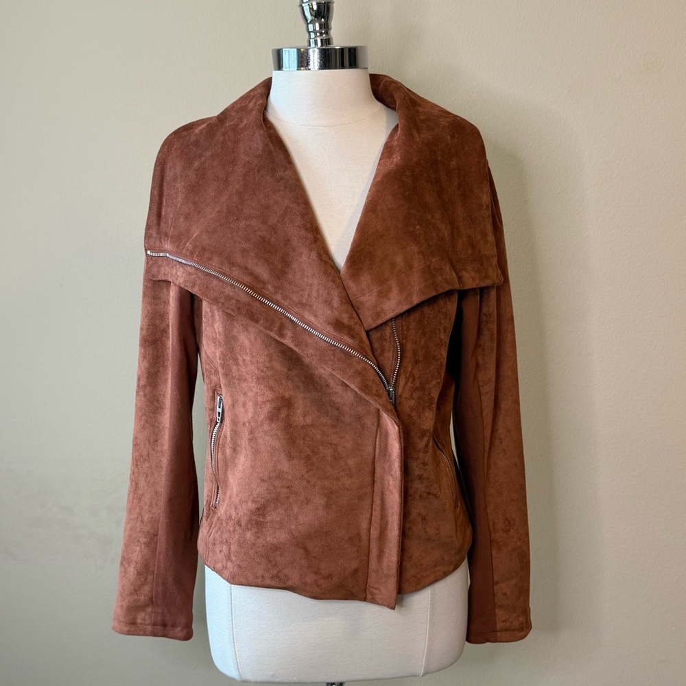 BLANK NYC Rust Faux Suede Jacket Size XL Asymmetrical - Picture 2 of 10